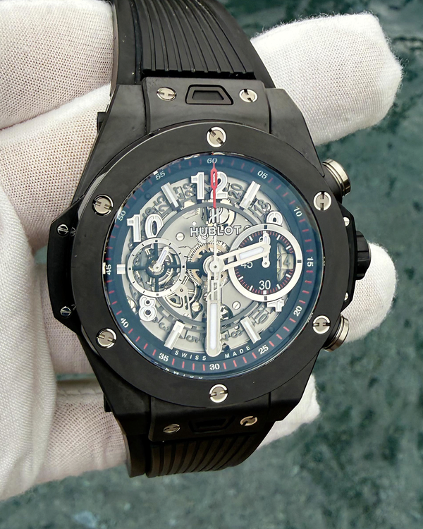 Hublot Big Bang Unico "Black Magic" 45MM Skeleton Dial Rubber Strap  (411.CI.1170.RX)