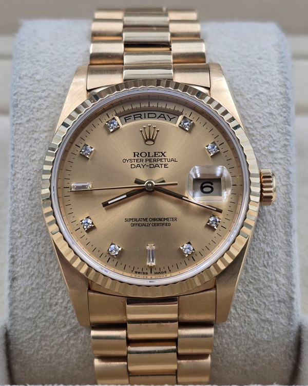 1995 Rolex Day-Date 36MM Champagne Dial Yellow Gold President Bracelet (18238)