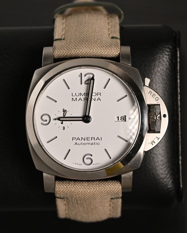 2021 Panerai Luminor Marina 44MM White Dial Textile Strap (PAM01314)