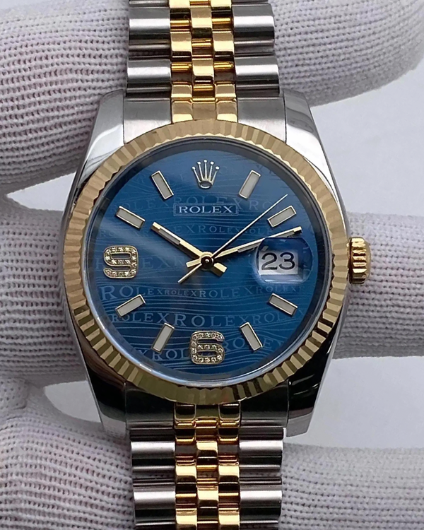 Rolex Datejust 36MM Blue "Wave" Dial Two-Tone Jubilee Bracelet (116233)