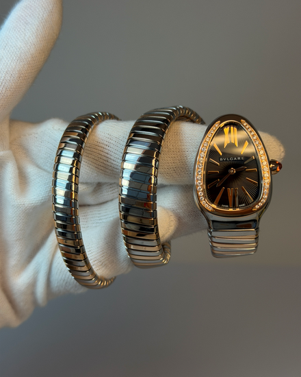 2021 Bvlgari Serpenti Tubogas Double Spiral 35MM Quartz Black Dial Two-Tone Bracelet (102099)