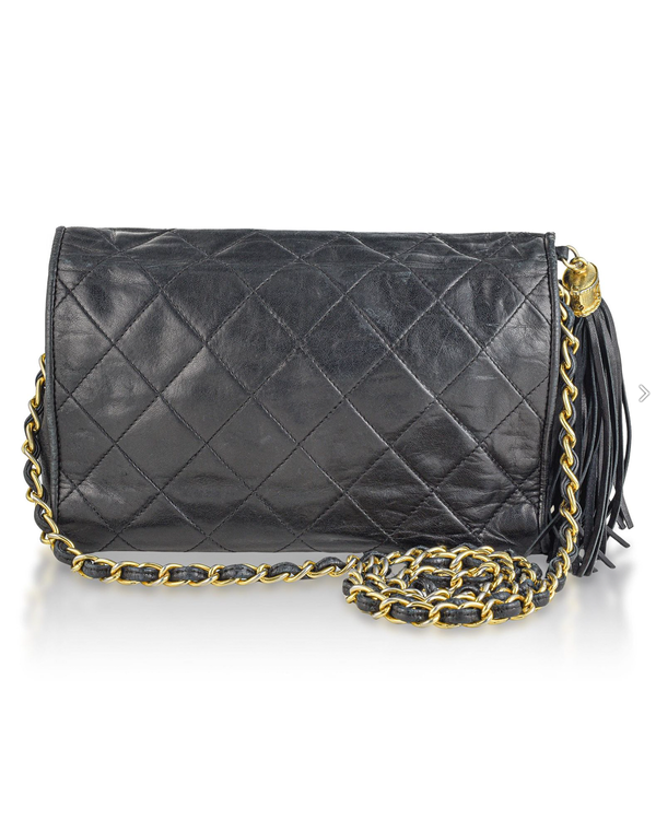 Chanel Accessories Vintage Matelassé Tassel Flap 10.6 x 7.8 x 3.1IN Leather Gold-Plated Hardware Chain Strap (Matelassé Tassel Flap)