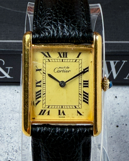 No Reserve - Cartier Tank Must de Cartier 23MM Champagne Dial Leather Strap (Cal. 925)