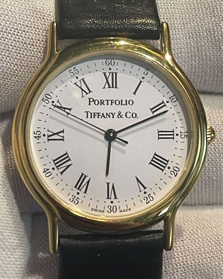 No Reserve - 2000 Tiffany Portfolio 25MM Quartz White Dial Leather Strap (WA-5187755)