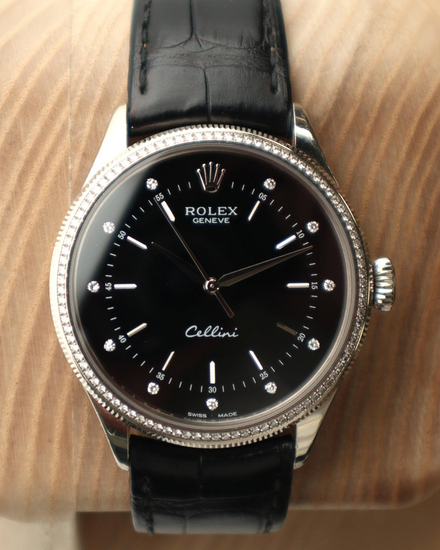 Rolex Cellini Time 39MM Black Dial Leather Strap (50609RBR)