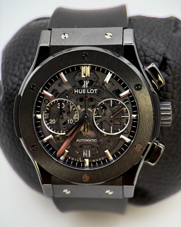 2018 Hublot Classic Fusion Aerofusion "Black Magic" 45MM Skeleton Dial Rubber Strap (525.CM.0170.RX)