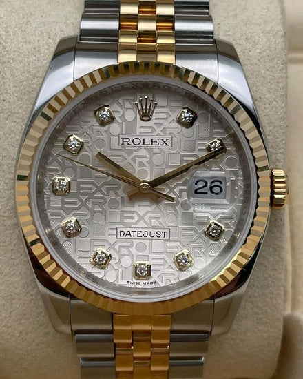 Rolex Datejust 36MM Silver "Jubilee Motif" Dial Two-Tone Super Jubilee Bracelet (116233G)