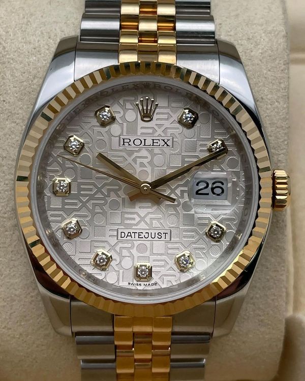 Rolex Datejust 36MM Silver "Jubilee Motif" Dial Two-Tone Super Jubilee Bracelet (116233G)