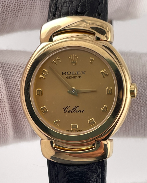 2008 Rolex Cellini 26MM Quartz Champagne Dial Leather Strap (6621/8)