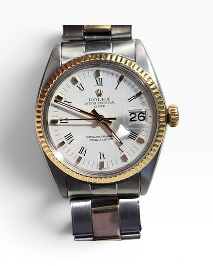 Rolex Oyster Perpetual Date 34MM White Dial Two-Tone Oyster Bracelet (1500)