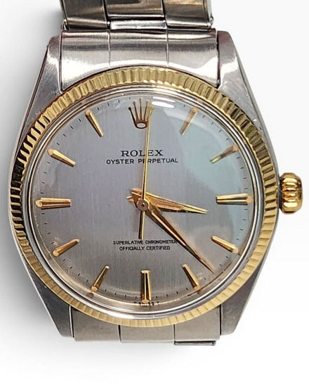 Rolex Oyster Perpetual Vintage 34MM Silver Dial Steel Bracelet (1005)
