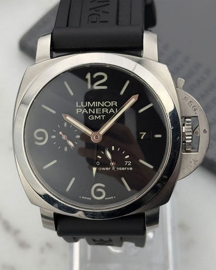 Panerai Luminor 1950 3 Days GMT 44MM Black Dial Rubber Strap (PAM00321)