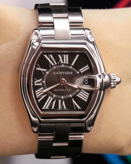 2005 Cartier Roadster 38MM Black Dial Steel Bracelet (W62041V3)