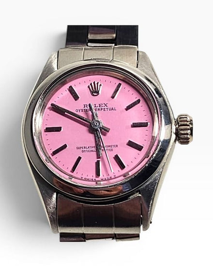 Rolex Oyster Perpetual 25MM Aftermarket Pink Dial Oyster Bracelet (6618)