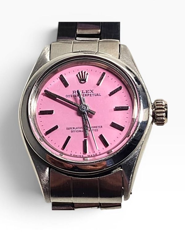 Rolex Oyster Perpetual 25MM Aftermarket Pink Dial Oyster Bracelet (6618)