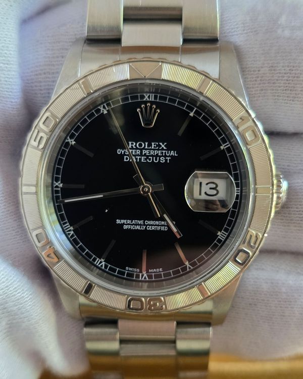 2003 Rolex Datejust Turn-O-Graph 36MM Black Dial Oyster Bracelet (16264)
