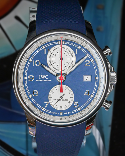 2019 IWC Schaffhausen Portugieser Yacht Club Chronograph 43.5MM Blue Dial Rubber Strap (IW390507)