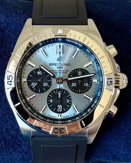 2022 Breitling Chronomat B01 42MM Ice Blue Dial Rubber Strap (PB0134101C1S1)