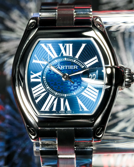 2010 Cartier Roadster XL "100th Anniversary" L.E. 43MM Blue Dial Steel Bracelet (W6206012)