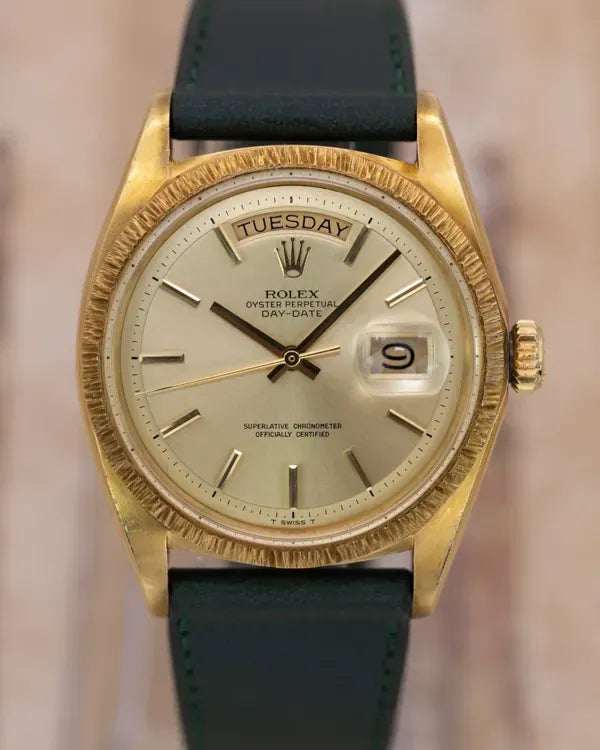 1970 (2.2 Mil. Serial) Rolex Day-Date Champagne Dial Leather Strap (1807)