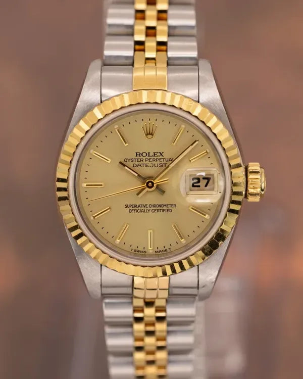 1996 (T Serial) Rolex Lady-Datejust 26MM Champagne Dial Two-Tone Jubilee (69173)