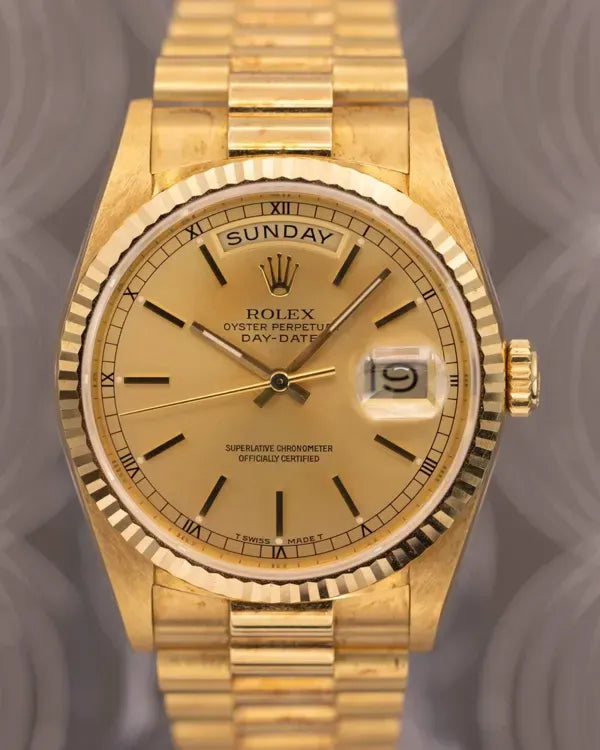 Rolex Day-Date 36MM Champagne Dial Yellow Gold President Bracelet (18238)