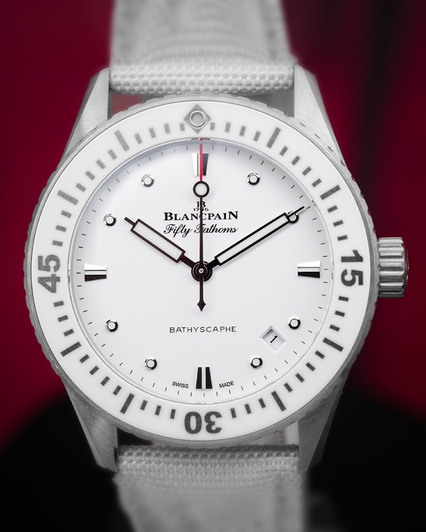 2022 Blancpain Fifty Fathoms Bathyscaphe 38MM White Dial Textile Strap (5100-1127-W52A)