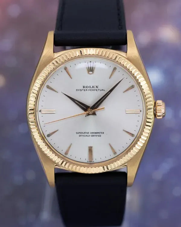 1958 Rolex Oyster Perpetual 36MM Silver Dial Aftermarket Leather Strap (1013)