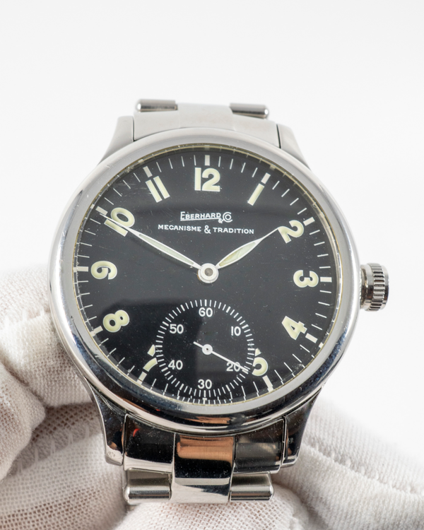 Eberhard & Co Traversetolo 43MM Black Dial Steel Bracelet (3326)