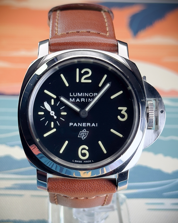2018 Panerai Luminor Marina Logo 44MM Black Dial Leather Strap (PAM01005)