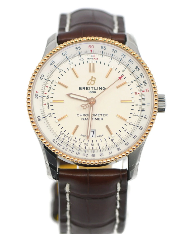 Breitling Navitimer 41MM White Dial Leather Strap (U17326)