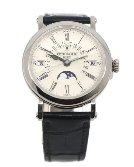 2009 Patek Philippe Perpetual Calendar 38MM Silver Dial Leather Strap (5159G-001)