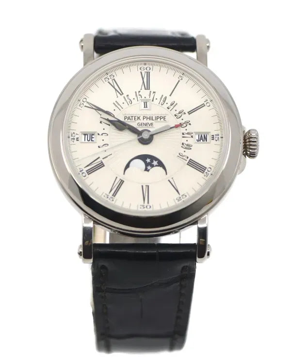 2009 Patek Philippe Perpetual Calendar 38MM Silver Dial Black Leather Strap (5159G-001)