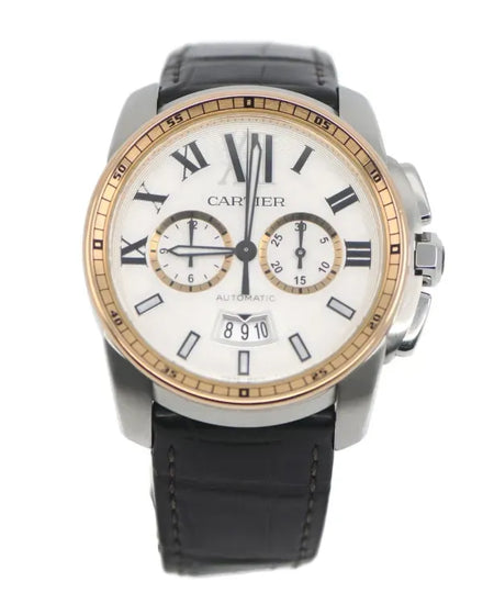 2016 Cartier Calibre de Cartier 42MM White Dial Leather Strap (W7100043)