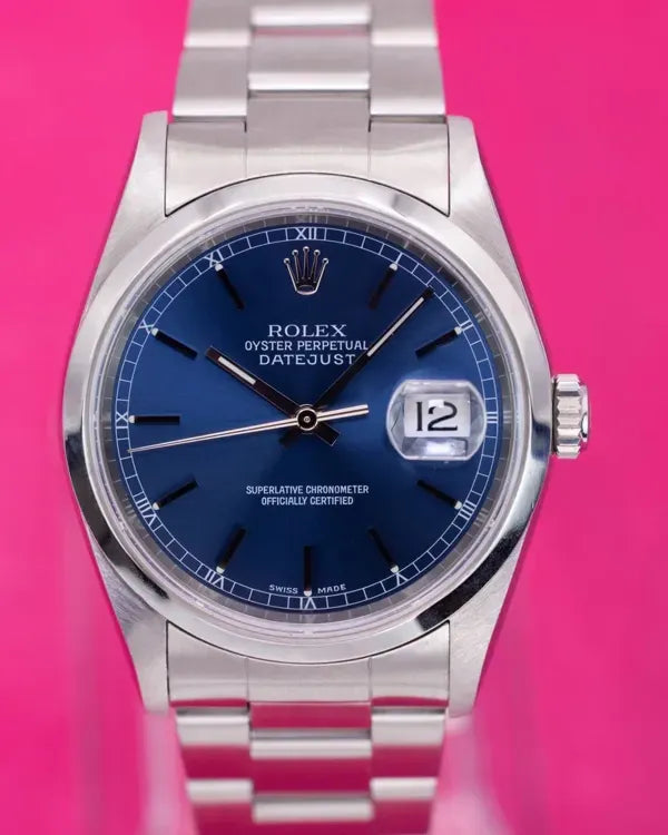 Rolex Datejust 36MM Blue Dial Oyster Bracelet (16200)