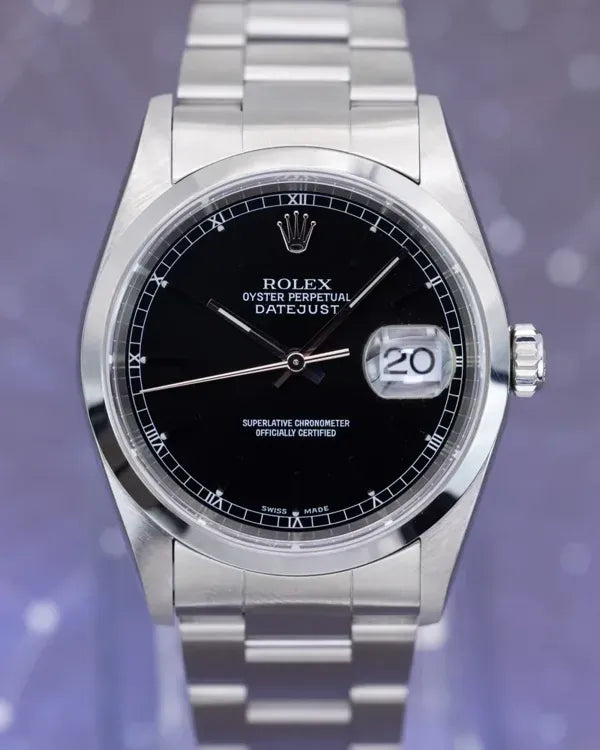 Rolex Datejust 36MM Black Dial Oyster Bracelet (16200)