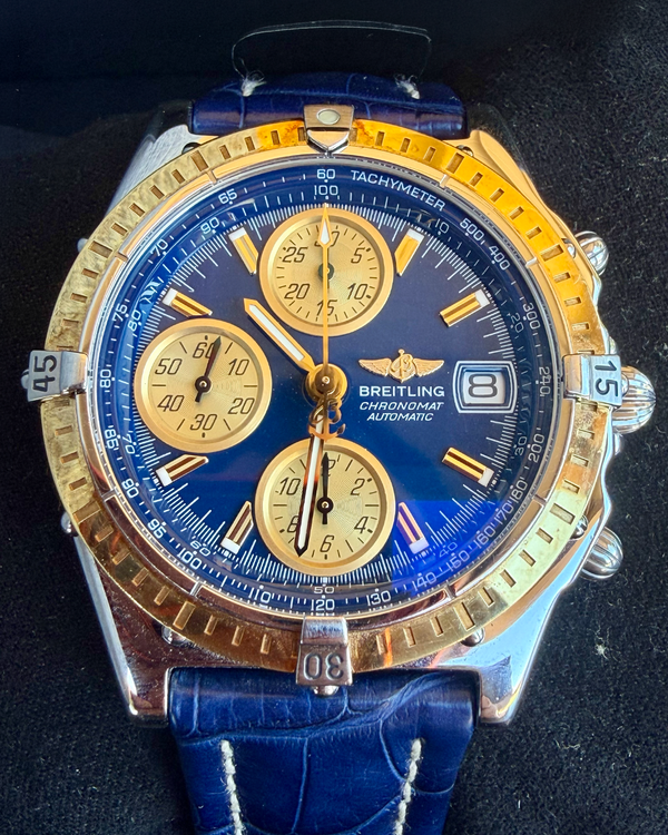 Breitling Chronomat Chronograph 39MM Blue Dial Leather Strap (D13050.1)
