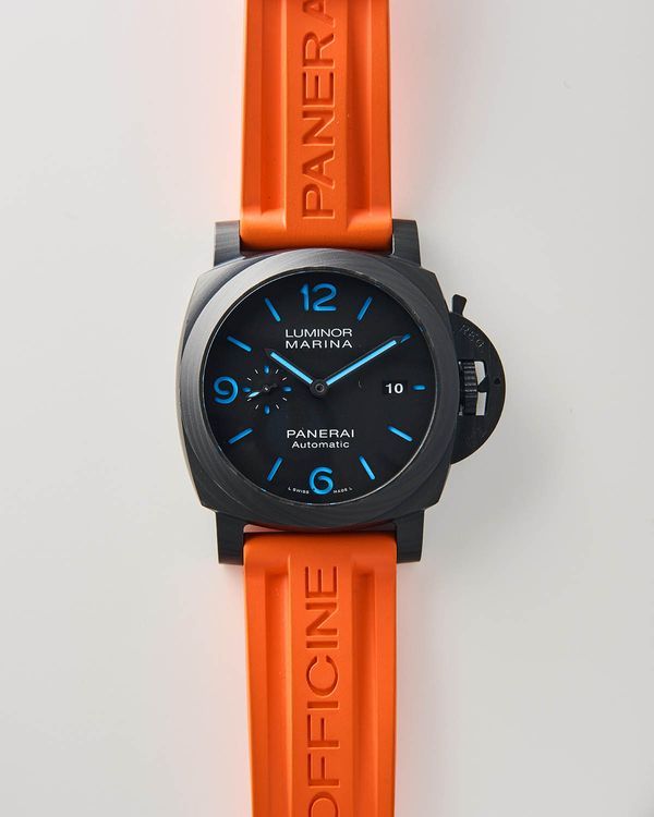 2021 Panerai Luminor Marina Carbotech 44MM Black Dial Aftermarket Rubber Strap (PAM01661)
