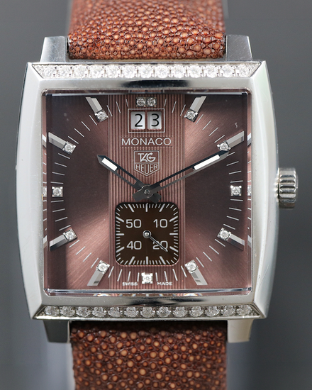Tag Heuer Monaco 38MM Quartz Brown Dial Leather Strap (WAW1316)