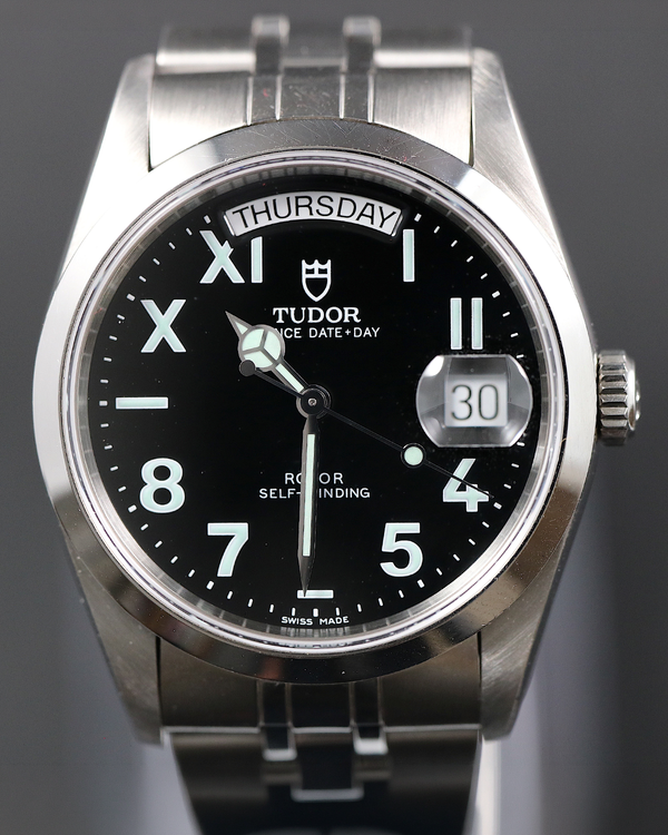 2003 Tudor Prince Date Day 36MM Black "California" Dial Steel Bracelet (76200)