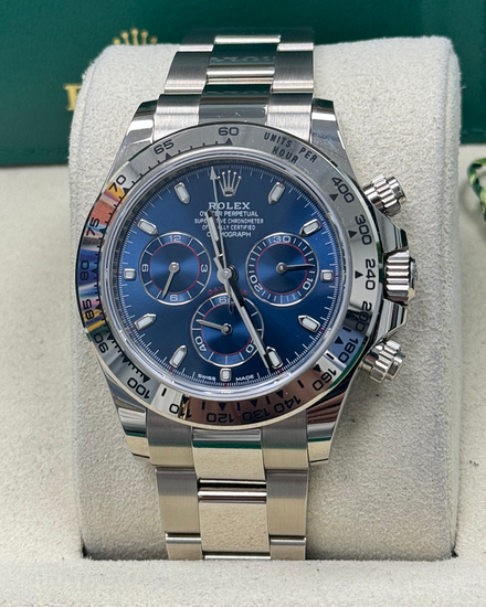 2022 Rolex Cosmograph Daytona 40MM Blue Dial White Gold Oyster Bracelet (116509)