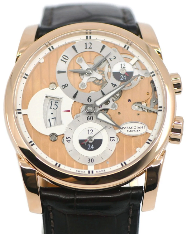 Parmigiani Fleurier Tonda Hemispheres 42MM Champagne Dial Leather Strap (PFC231)