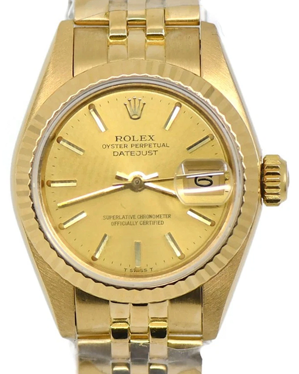 Rolex Lady-Datejust 26MM Champagne Dial Yellow Gold Jubilee Bracelet (69178)