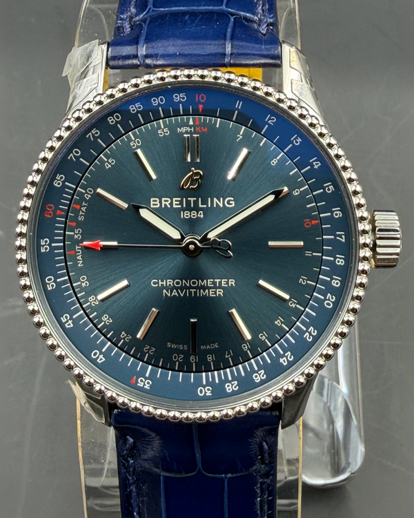 No Reserve - 2022 Breitling Navitimer 35MM Blue Dial Leather Strap (A17395)