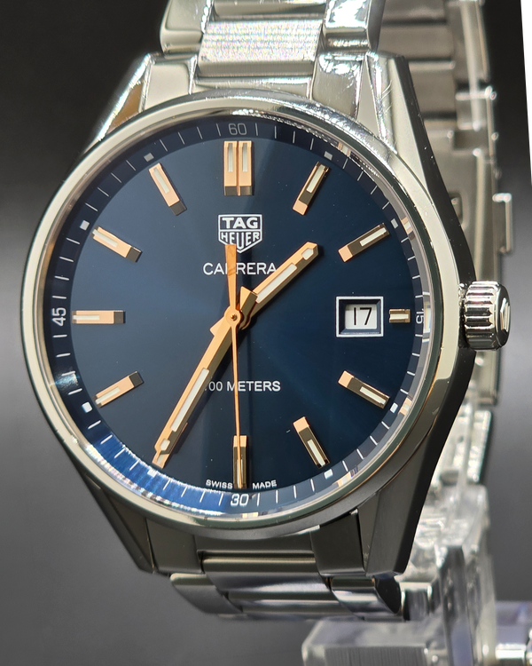 No Reserve - 2017 Tag Heuer Carrera 39MM Quartz Blue Dial Steel Bracelet (WAR1112.BA0601)