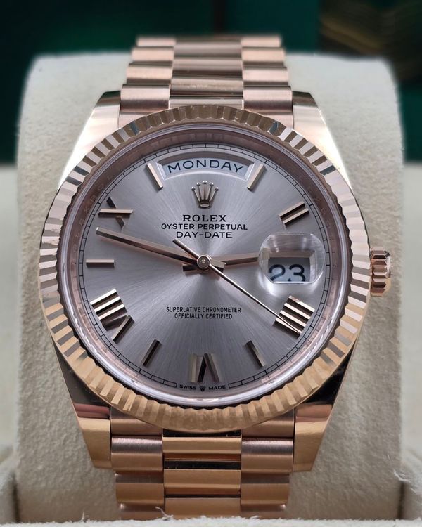 2023 Rolex Day-Date 40MM Sundust Dial Rose Gold President Bracelet (228235)