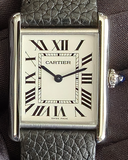2023 Cartier Tank Must 25.5MM Quartz Silver Dial Leather Bracelet (WSTA0041)