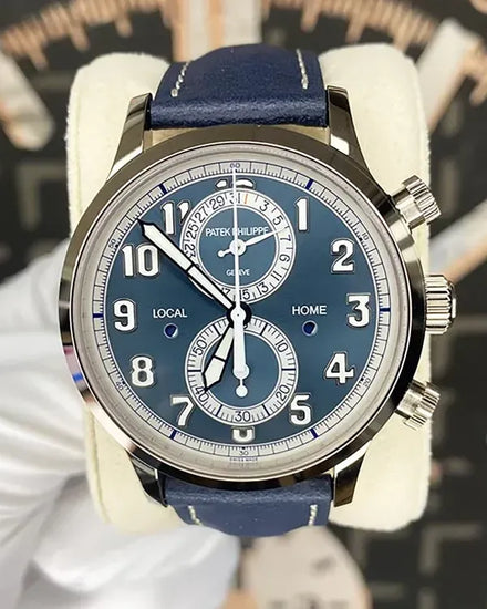 2026 Patek Philippe Calatrava Pilot Travel Time Flyback 42MM Blue Dial Leather Strap (5924G)