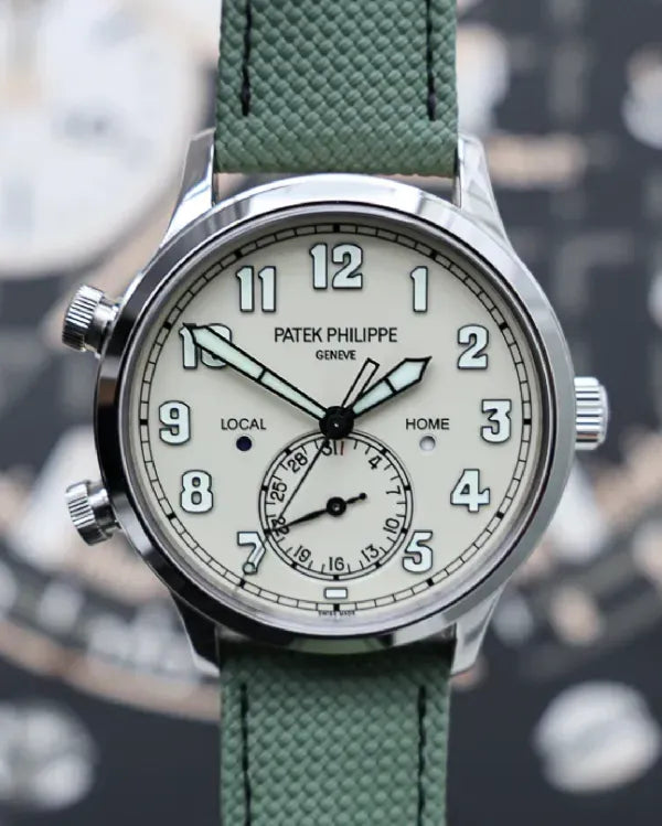 2025 Patek Philippe Calatrava Pilot Travel Time 42MM Ivory Dial Textile Strap (5524G)