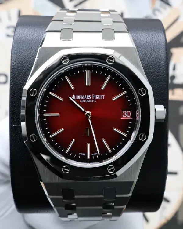 2025 Audemars Piguet Royal Oak "Jumbo" Extra-Thin 39MM Burgundy "Smoked" Dial Steel Bracelet (16202XT)